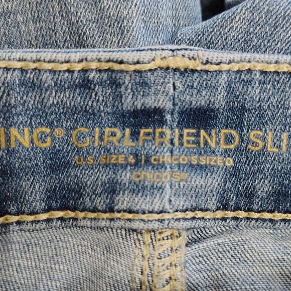 CHICO'S So Slimming Girlfriend Crop Jeans US 4 Chico 0 Women's Mid Rise - Picture 5 of 6